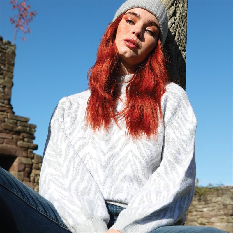 Dame animal crew jumper Light Grey Melange - Billede 5