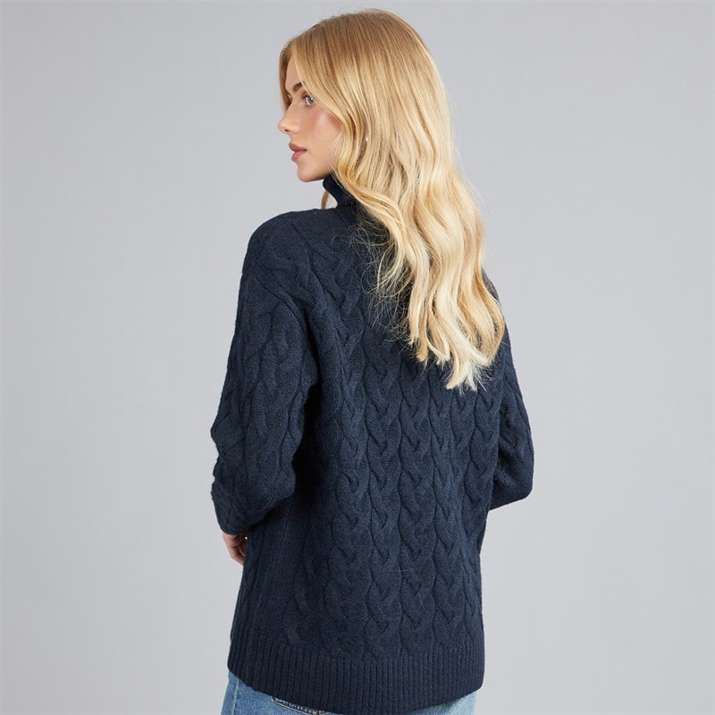Dame kabel-rullekravesweater Midnight - Billede 2