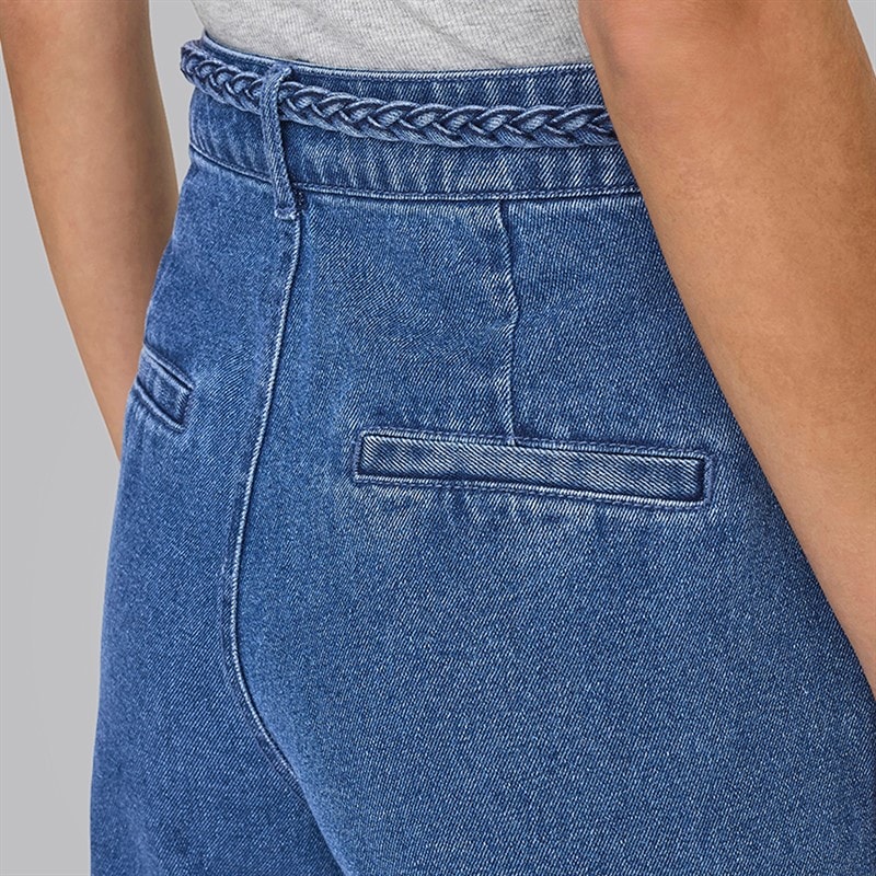 Dame arlene flet bredbenede jeans Medium Blå Denim - Billede 3