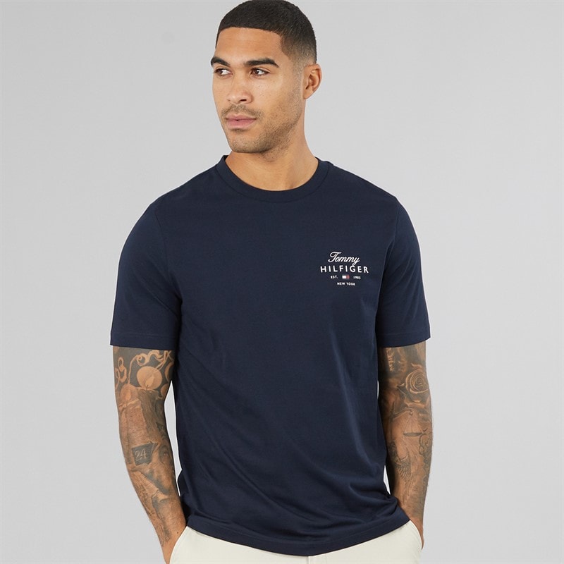 Tommy Hilfiger Herre script stack t-shirt - Desert Sky