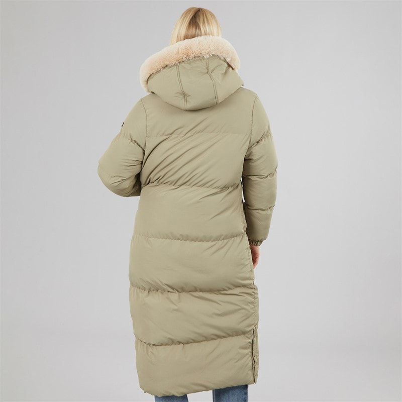 Dame iris lang vatteret frakke Khaki - Billede 2