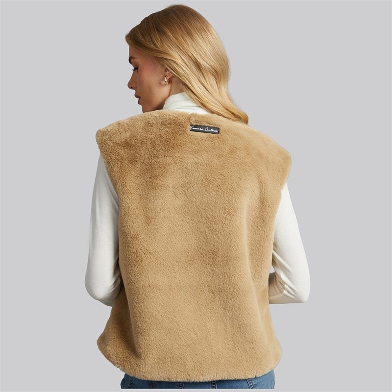 Dame springfield imiteret pelsvest Natural - Billede 2