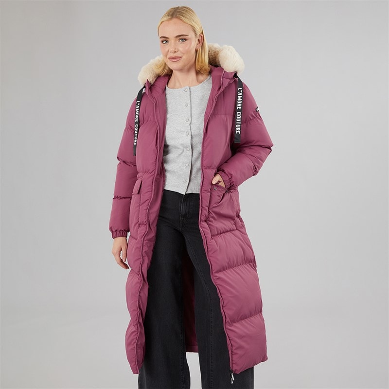Dame iris lang vatteret frakke Mauve - Billede 3
