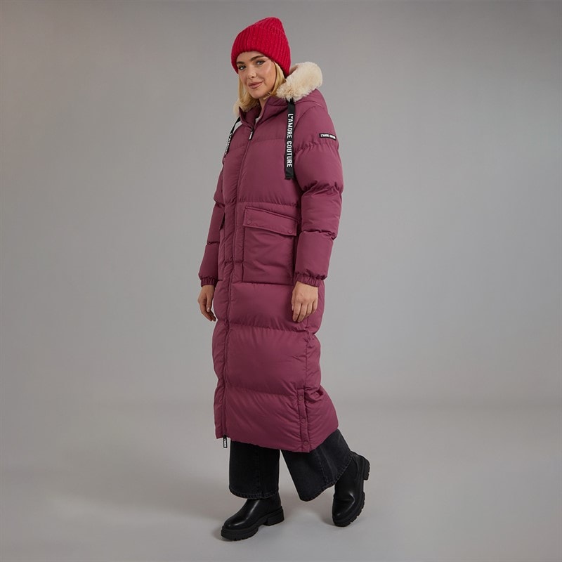 Dame iris lang vatteret frakke Mauve - Billede 4