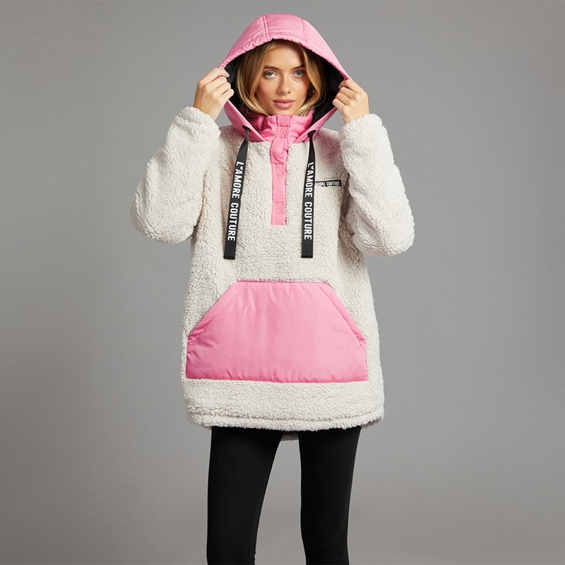 Dame nebraska borg hættejakke Camel/Pink - Billede 5