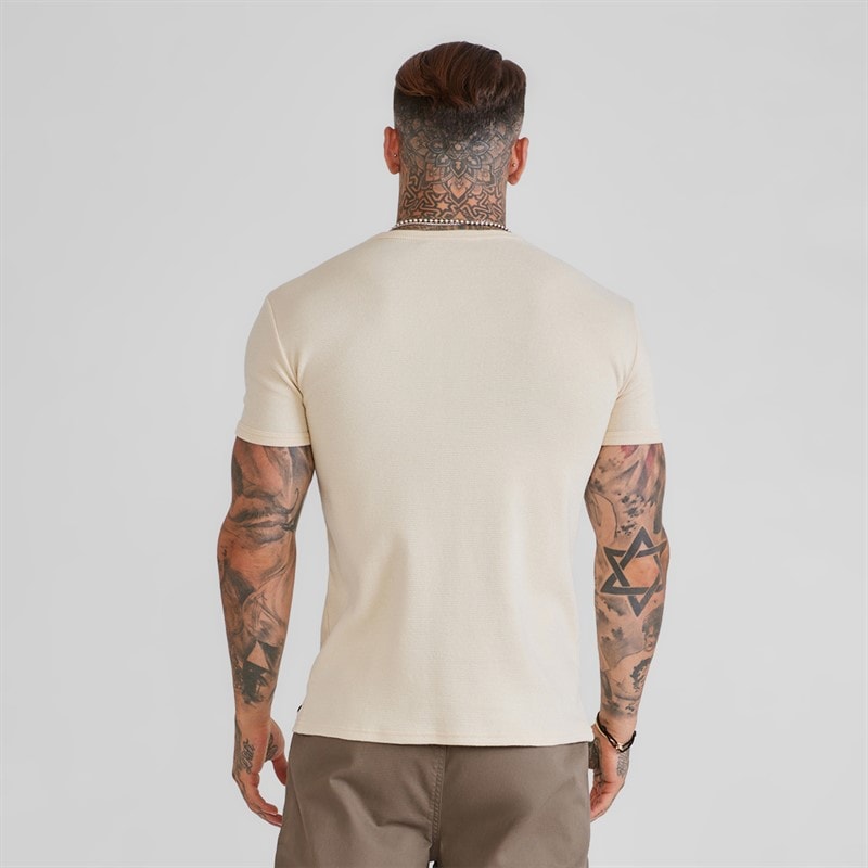 Herre waffle muscle fit t-shirt Ecru - Billede 2