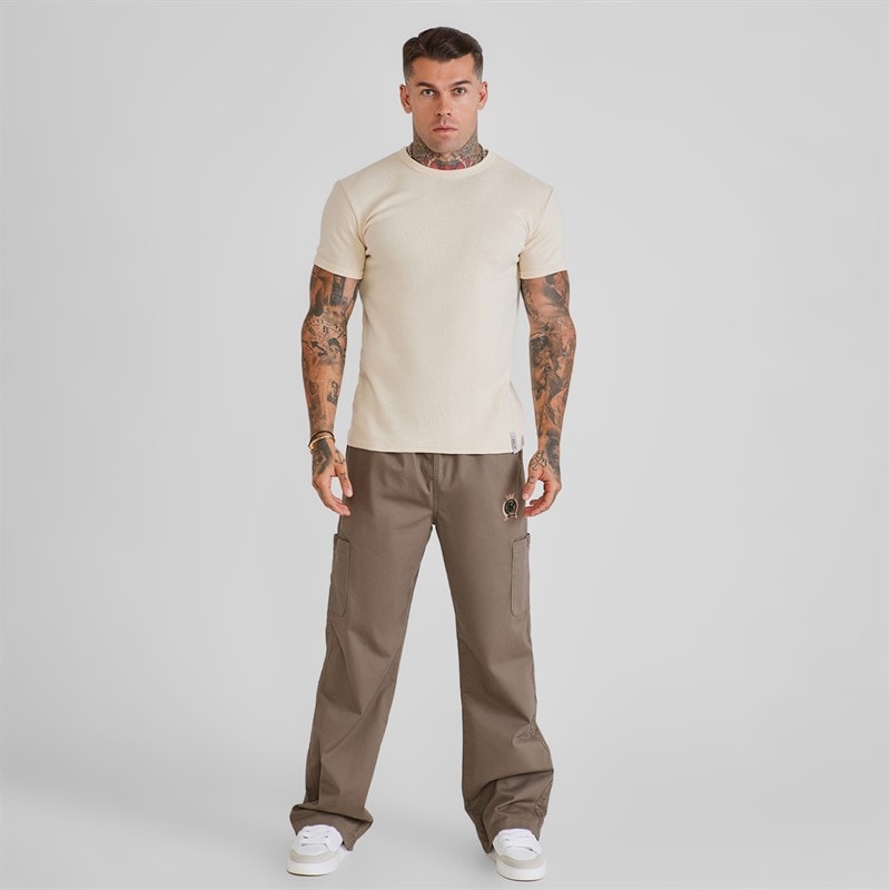 Herre waffle muscle fit t-shirt Ecru - Billede 4