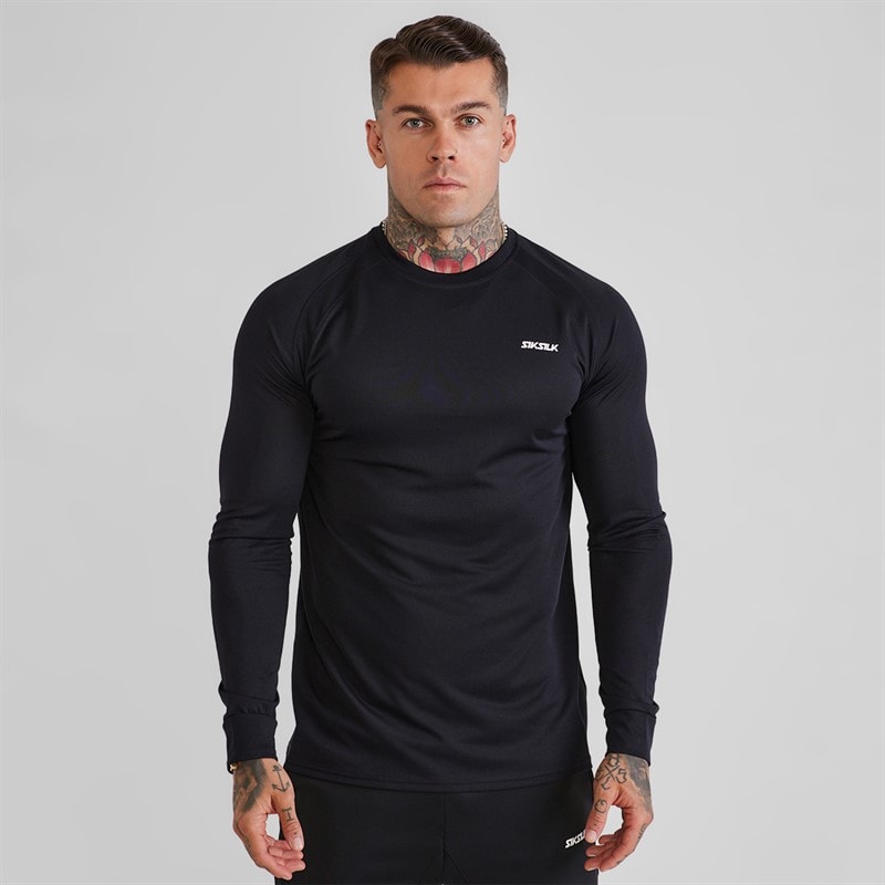 Herre langærmet tech t-shirt Sort - Billede 1