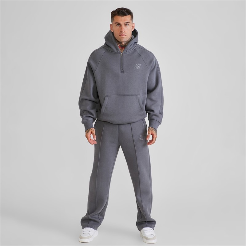 Herre quarter zip hættetrøje og joggingbukser sæt Grå - Billede 1