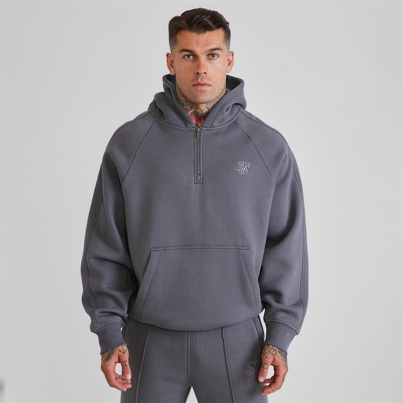 Herre quarter zip hættetrøje og joggingbukser sæt Grå - Billede 3