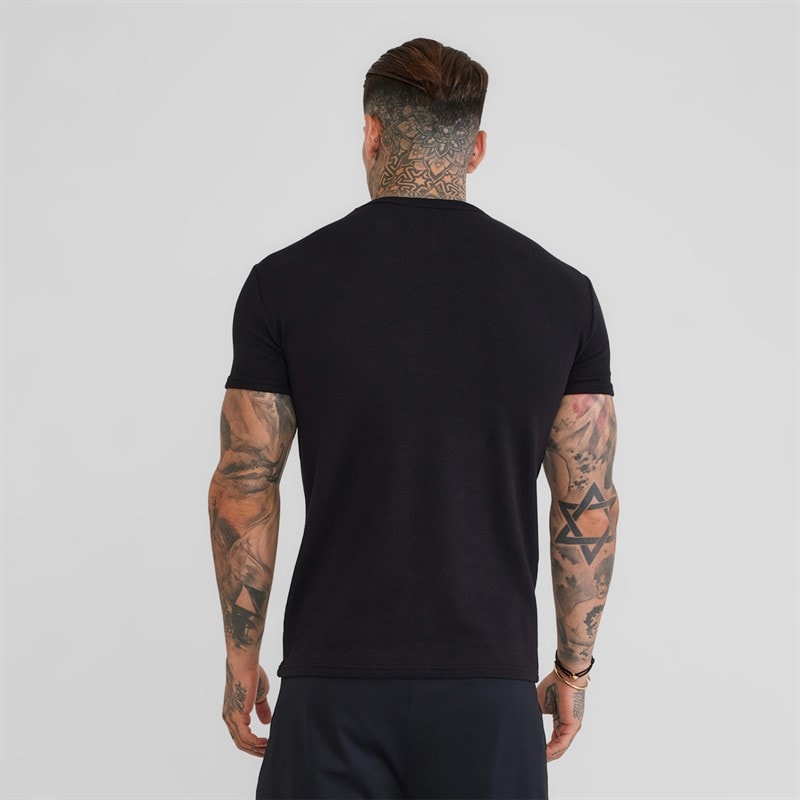 Herre waffle muscle fit t-shirt Sort - Billede 2