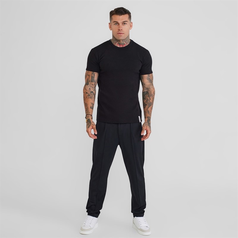 Herre waffle muscle fit t-shirt Sort - Billede 4