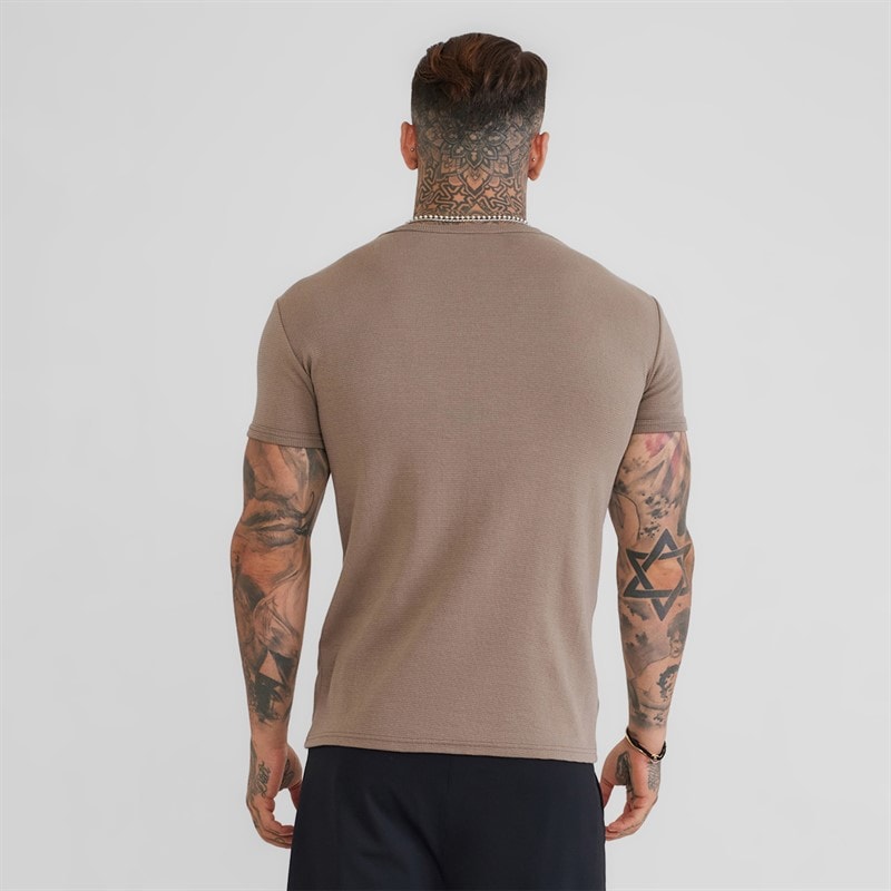 Herre waffle muscle fit t-shirt Brun - Billede 2