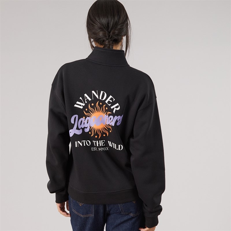 Dame burlow 1/4 lynlås sweatshirt Sort - Billede 2