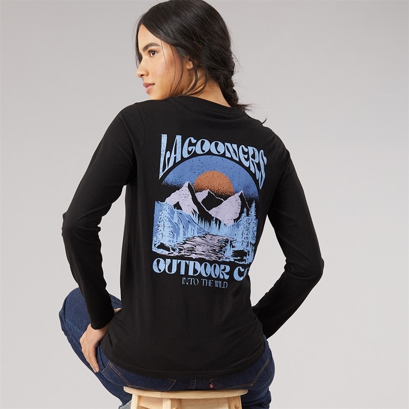 Lagooners Dame breeze langærmet t-shirt - Sort