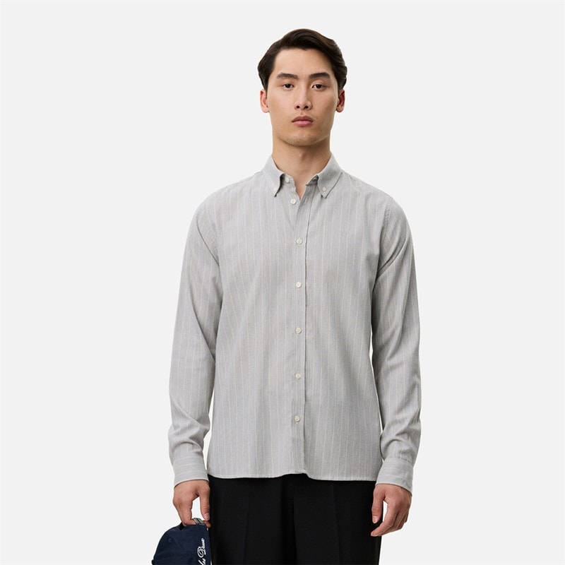 Herre desert stripe skjorte Grey Melange - Billede 1