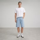 Herre sdomidt løstsiddende denimshorts Light Blue Denim