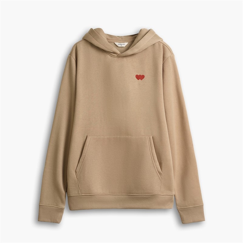 Herre hættetrøje med crew heart-print Khaki - Billede 1