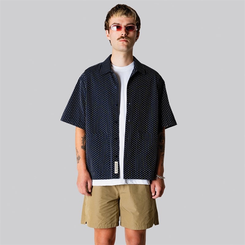 Herre wang shiko skjorte Mørk Navy - Billede 1