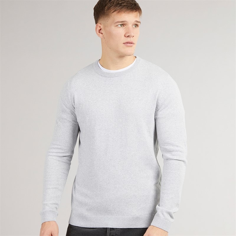 JJ REBEL Herre callum rundhalset sweater - Light Grey Melange