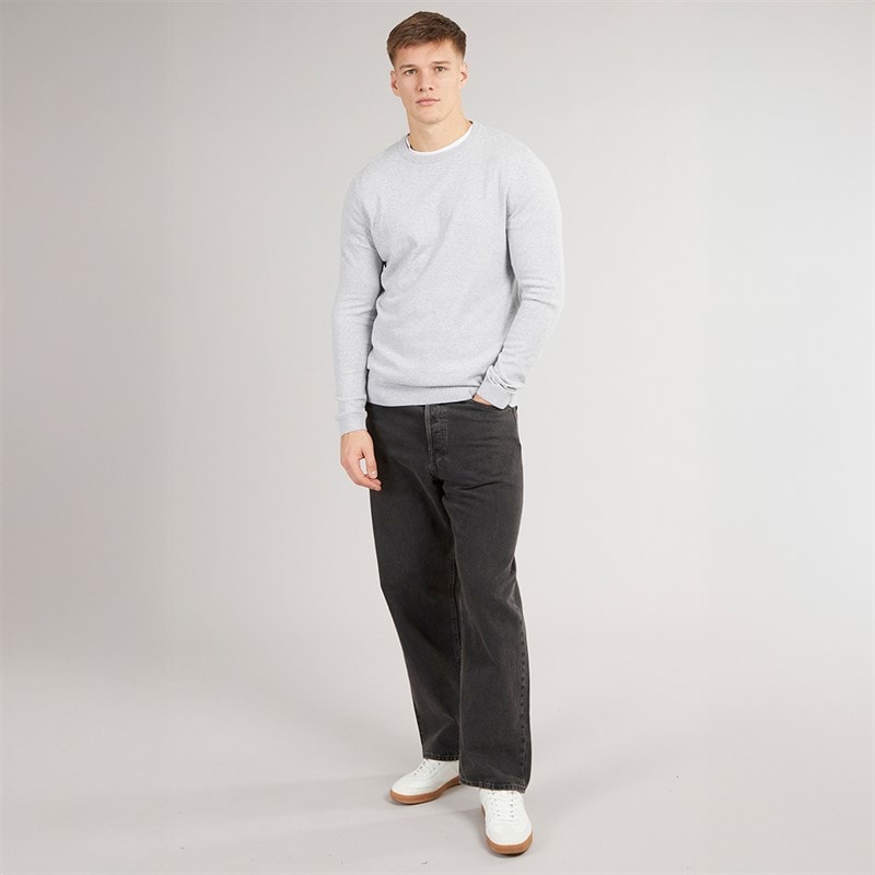 Herre callum rundhalset sweater Light Grey Melange - Billede 3