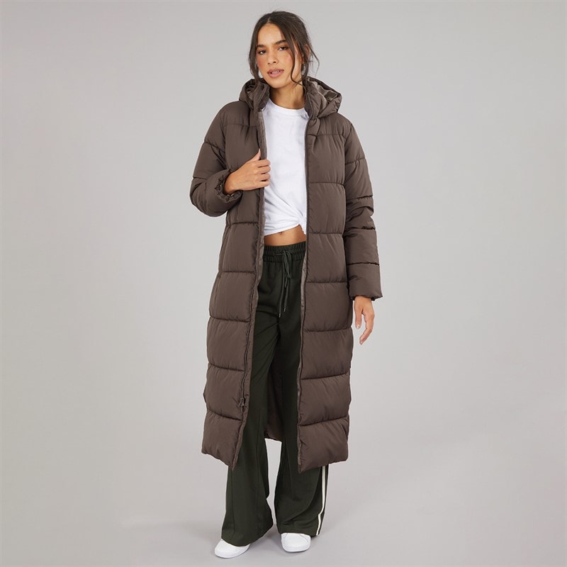 Dame alice lang vatteret frakke Chocolate Brown - Billede 4