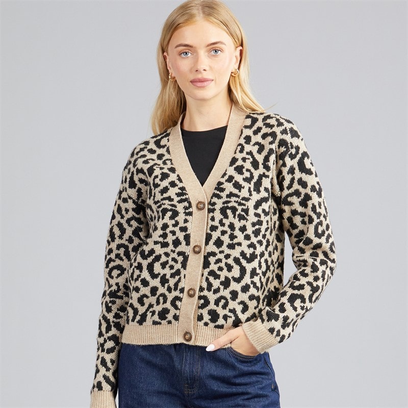 JJ REBEL Dame womes riley strikket cardigan - Silver Mink