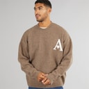 Herre hjerter strikket rundhalset sweater Mink