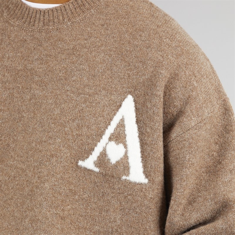 Herre hjerter strikket rundhalset sweater Mink - Billede 3