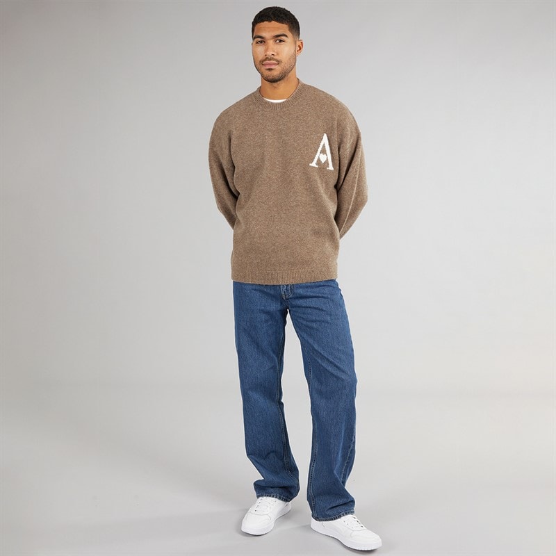 Herre hjerter strikket rundhalset sweater Mink - Billede 4