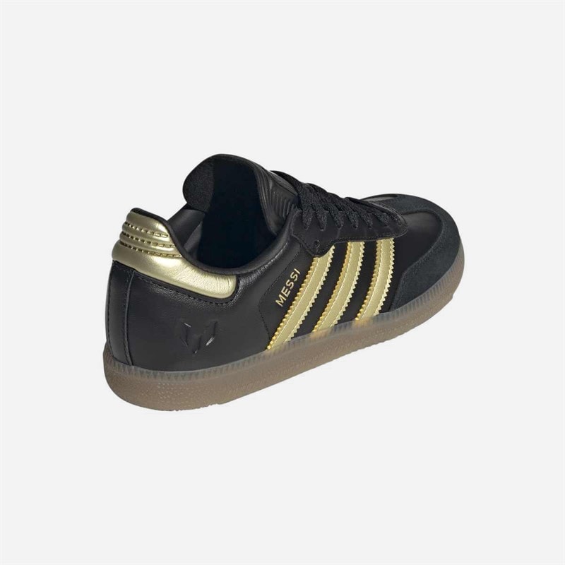 adidas Børn samba messi indendørs fodboldstøvler - Core Black/Guld Metallic/Gum - Billede 3