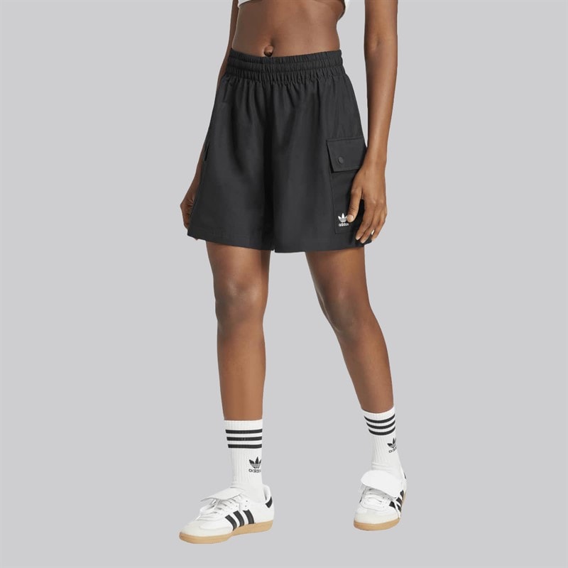 Dame essentials vævede cargo shorts med høj talje Sort - Billede 1