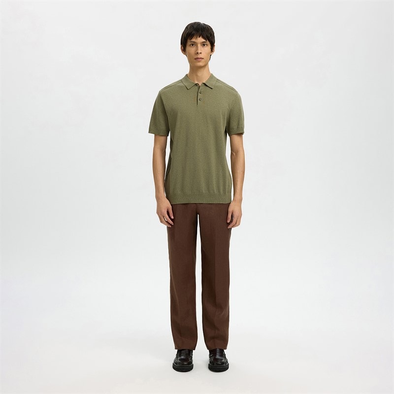 Herre berg strikket polo-shirt Deep Lichen Green - Billede 2