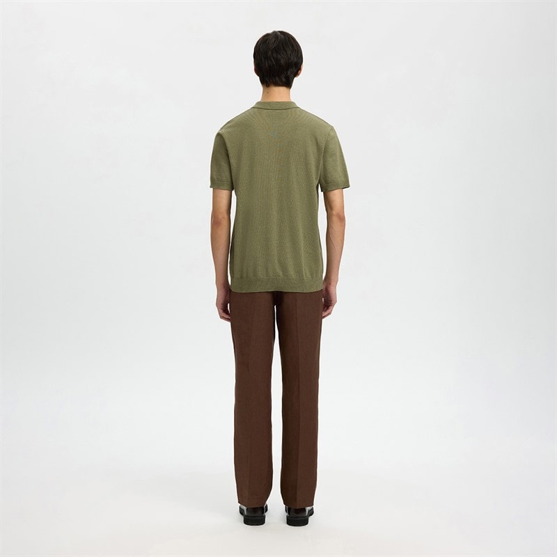 Herre berg strikket polo-shirt Deep Lichen Green - Billede 3