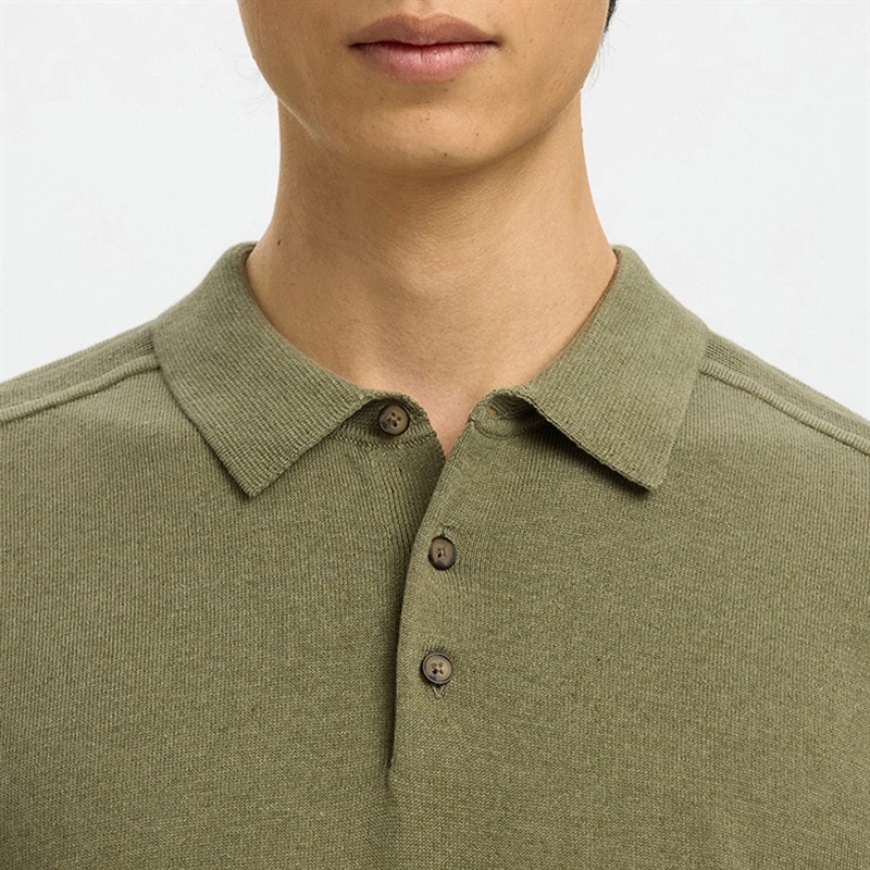 Herre berg strikket polo-shirt Deep Lichen Green - Billede 4