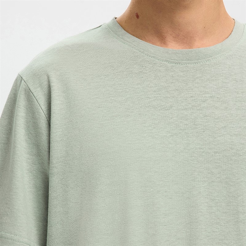 Herre adam t-shirt i hørblanding Aqua Gray - Billede 4