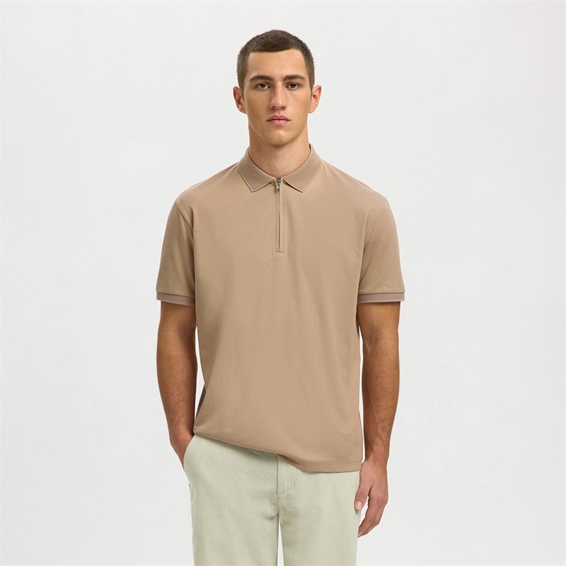 Herre fave zip polo-shirt Savannah Tan - Billede 1