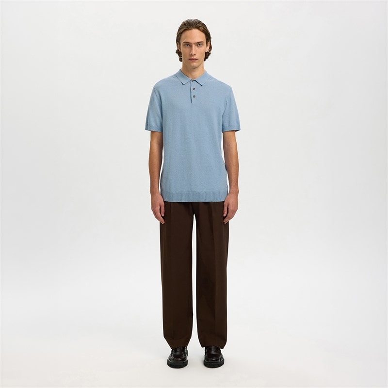Herre berg strikket polo-shirt Dusty Blue - Billede 2