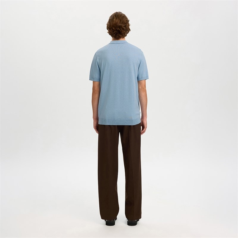 Herre berg strikket polo-shirt Dusty Blue - Billede 3