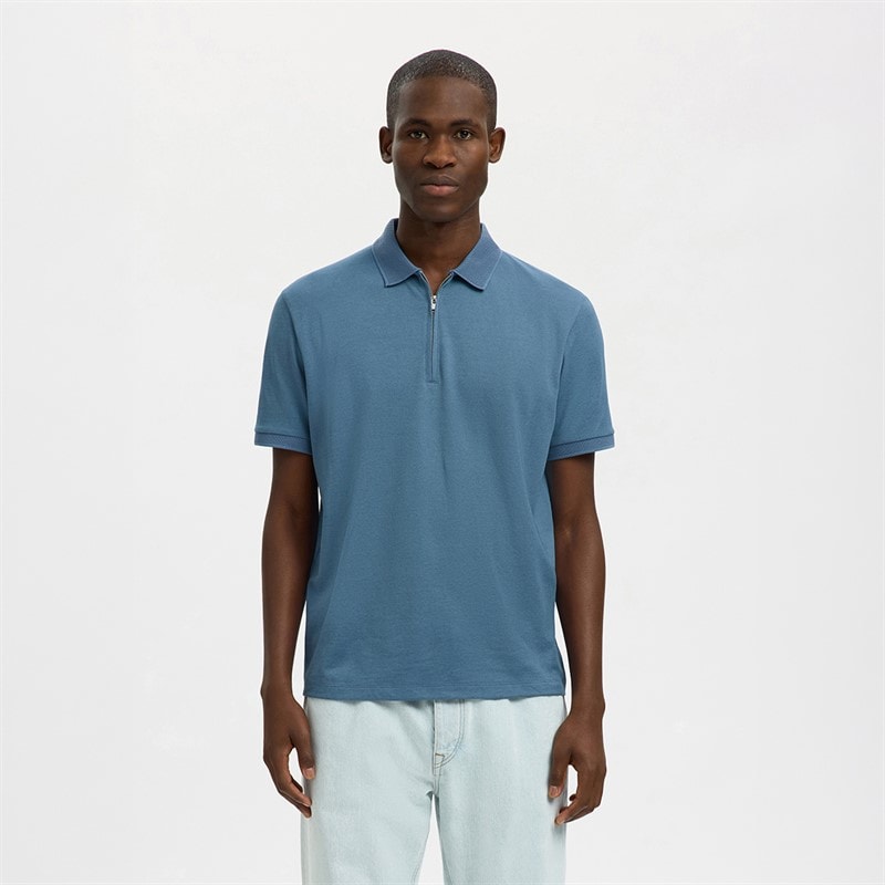 Herre fave zip polo-shirt Blue Mirage - Billede 1