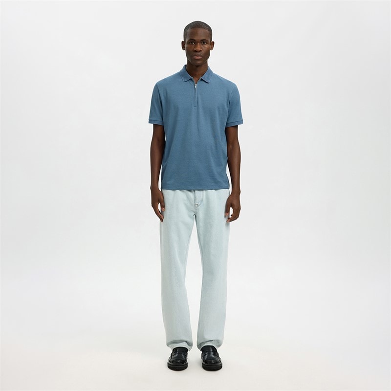 Herre fave zip polo-shirt Blue Mirage - Billede 2