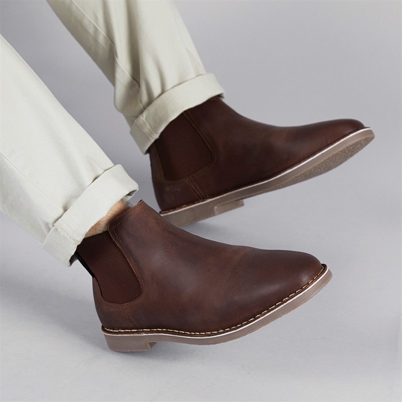 Ben Sherman Herre garcia læder chelsea-støvler - Brown Leather