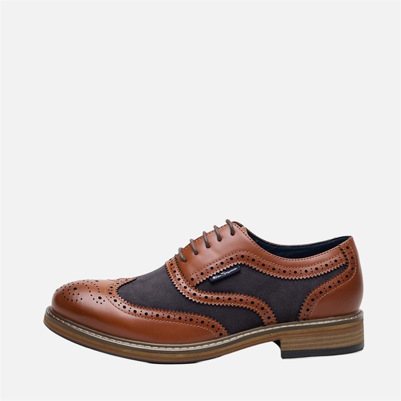 Herre terrence oxford brogue sko Tan Burnish/Marineblå - Billede 1