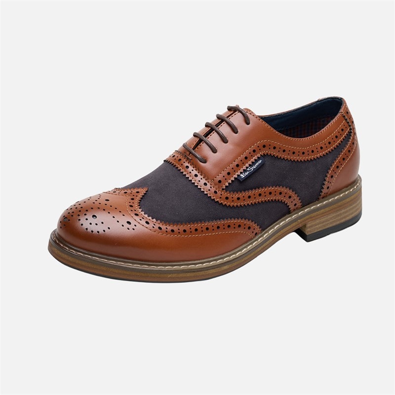 Herre terrence oxford brogue sko Tan Burnish/Marineblå - Billede 2