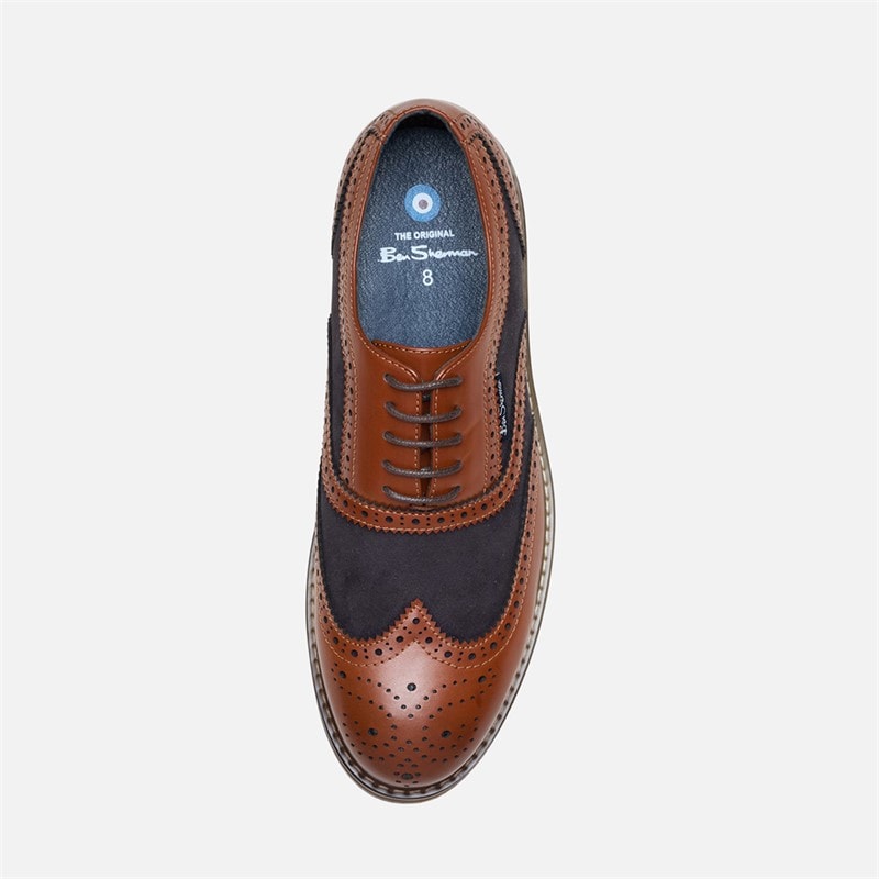 Herre terrence oxford brogue sko Tan Burnish/Marineblå - Billede 3