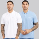 Herre to-pak ensfarvede poloshirts Hvid/Glacier