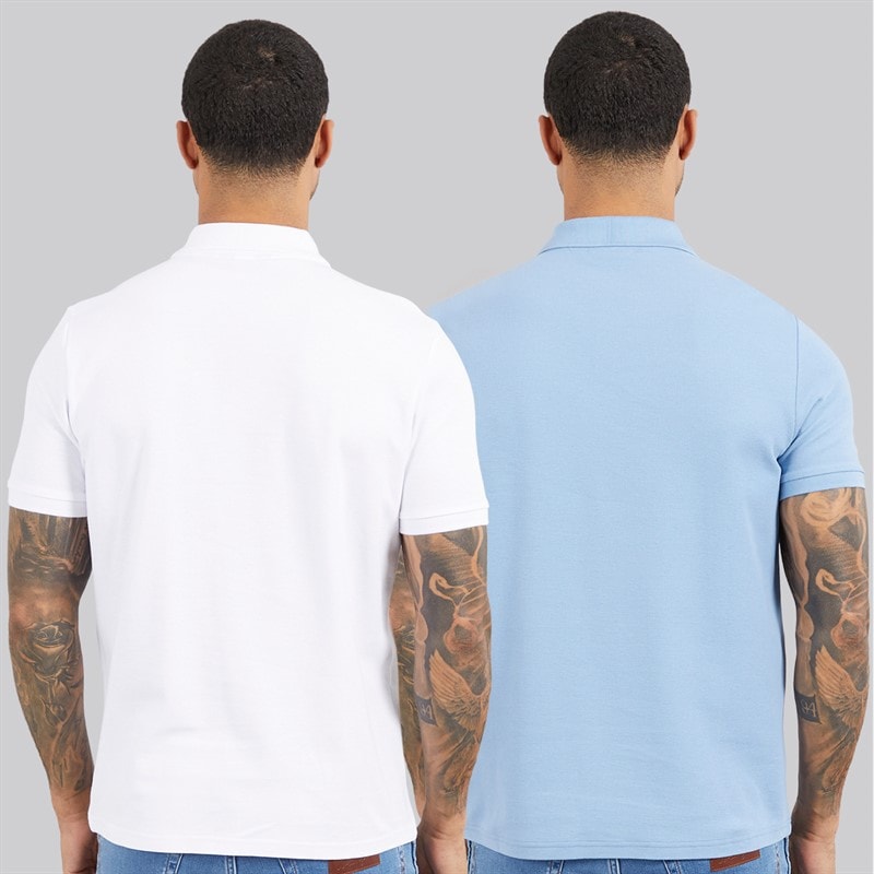 Ben Sherman Herre to-pak ensfarvede poloshirts - Hvid/Glacier - Billede 2