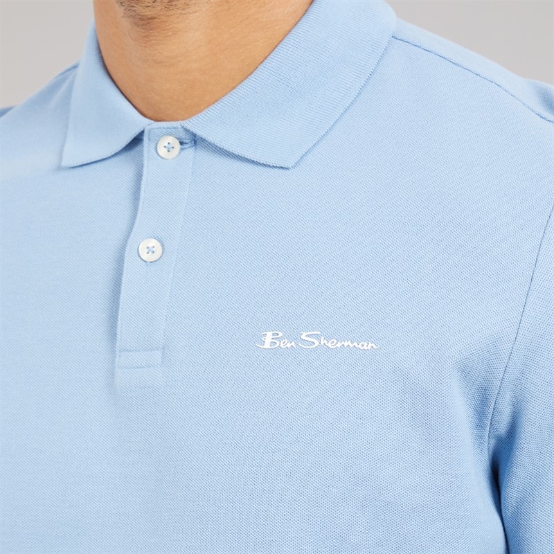 Ben Sherman Herre to-pak ensfarvede poloshirts - Hvid/Glacier - Billede 3