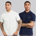 Herre to-pak ensfarvede poloshirts Lysegrøn/Dunkelnavy