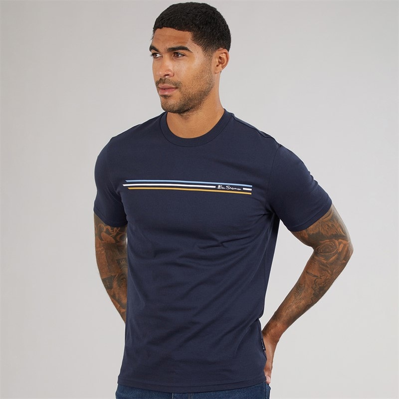 Herre core stripe t-shirt Mørk Navy - Billede 1